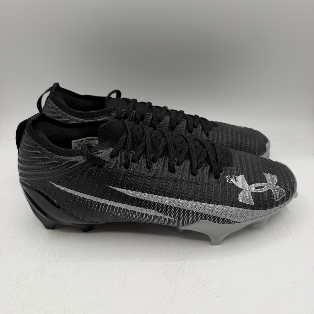 Under Armour UA Blur Pro Football Cleats Mens Sz 10.5 Black Silver 3028220-003